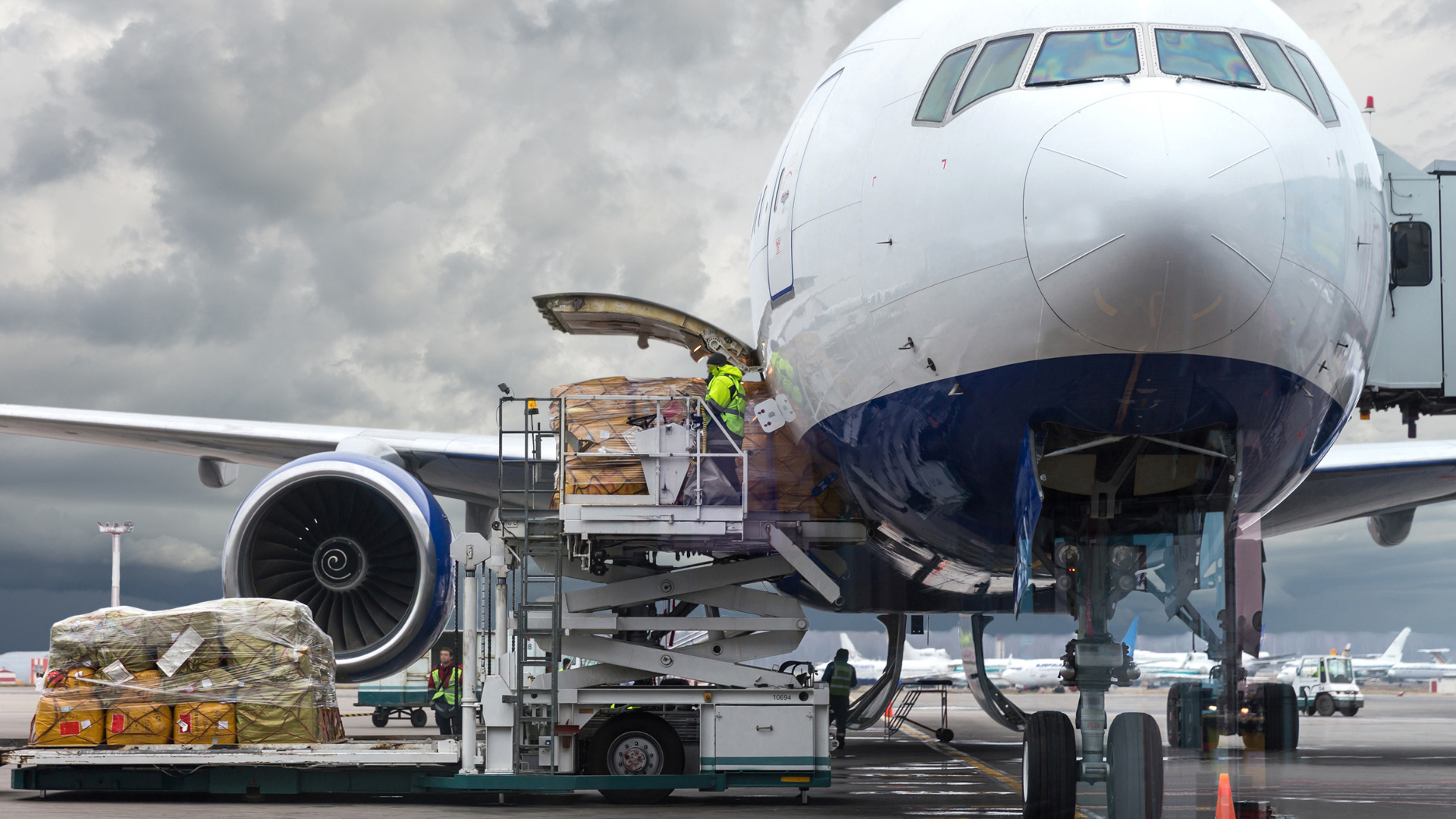 Cargo loading onto plane