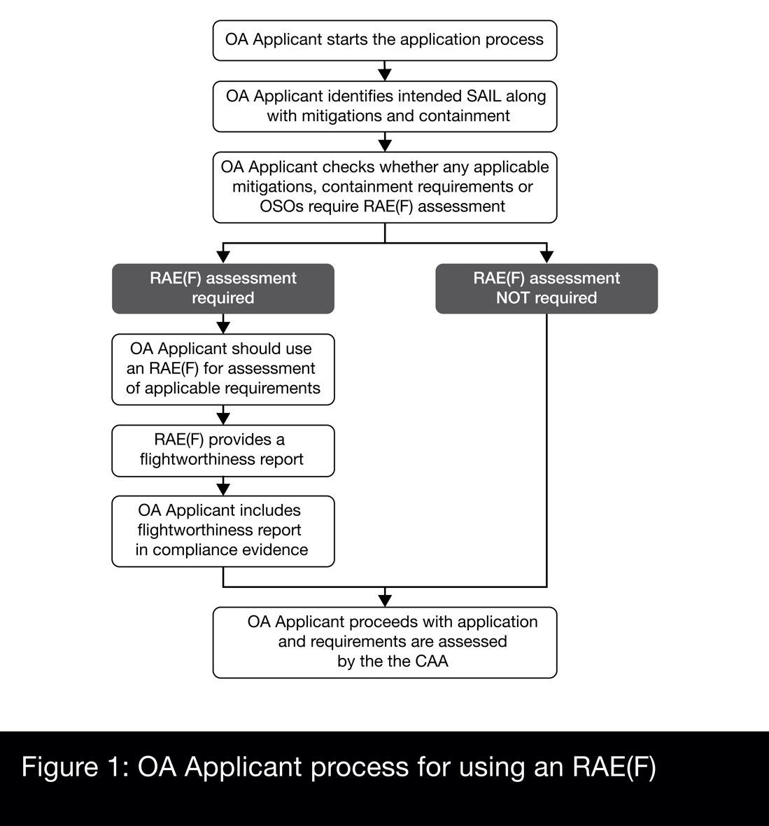flow chart describing the OA application process for using a RAE(F)