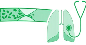 A decorative image showing a bloodstream, lungs and a stethoscope.