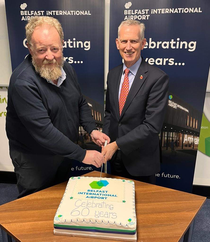 UK Civil Aviation Authority Chair, Sir Stephen Hillier (right) pictured with Belfast International Airport's Managing Director Graham Keddie (left)